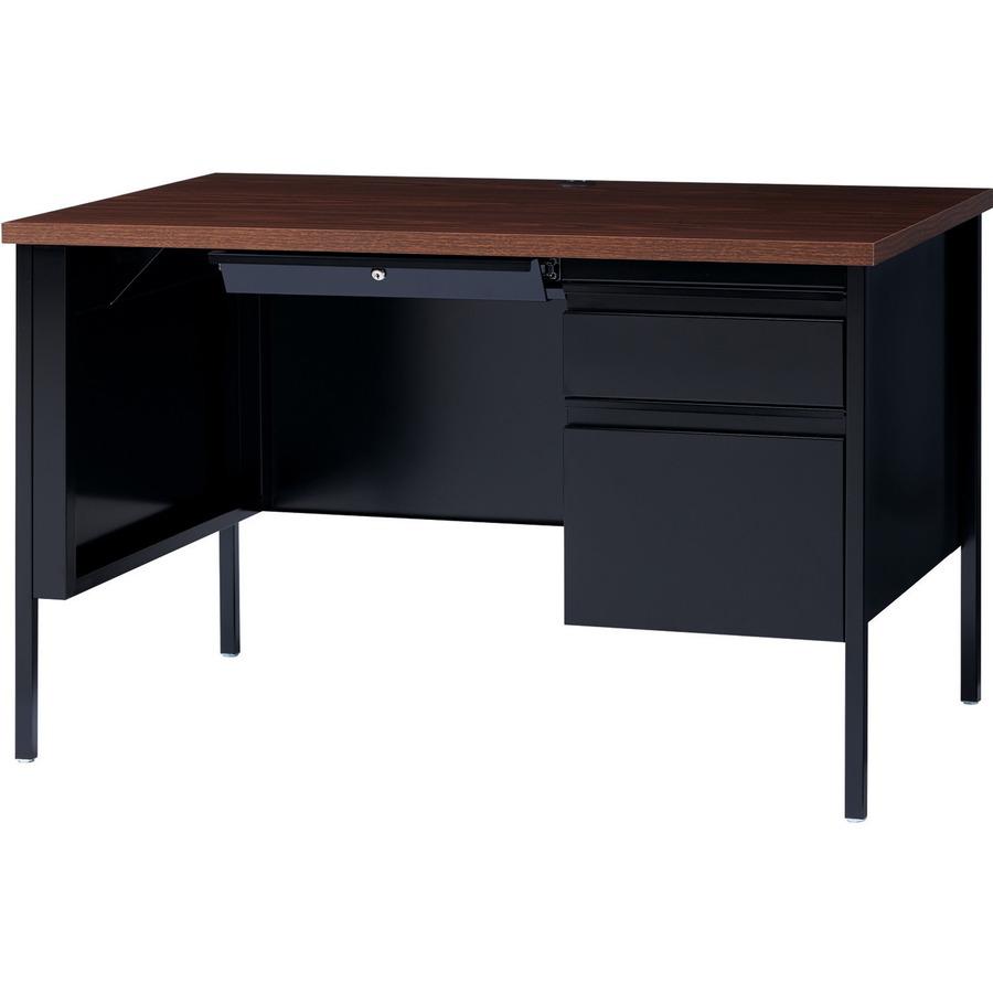 Lorell Fortress Series 45-1/2" Right Single-Pedestal Desk - 45.5" x 24"29.5" , 1.1" Top - Box, File Drawer(s) - Single Pedestal on Right Side - Square Edge. Picture 5