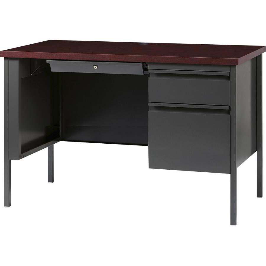 Lorell Fortress Series 45-1/2" Right Single-Pedestal Desk - 29.5" Height x 45.5" Width x 24" Depth, 1.1" Thickness Top - Single Pedestal on Right Side - Square Edge - 1 Each. Picture 5