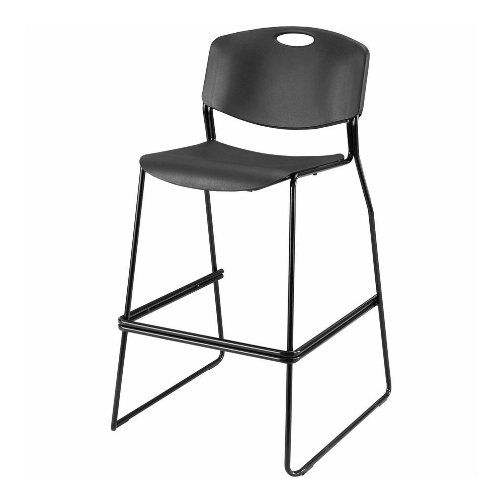 Lorell Heavy-duty Bistro Stack Chairs - Black Seat Color - Plastic Seat Material - Black Back Color - Plastic Back Material - Black Frame Color - Steel Frame Material - 2 / Carton. Picture 4