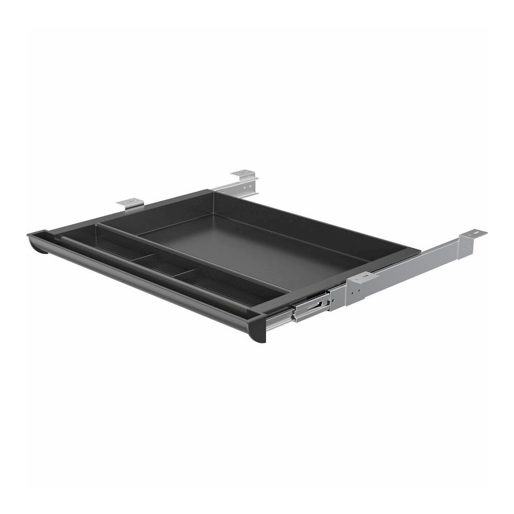 Lorell Laminate Desk 4-compartment Drawer - x 20.5" Width x 16" Depth - Material: Acrylonitrile Butadiene Styrene (ABS) - Finish: Black - 1 Each. Picture 7