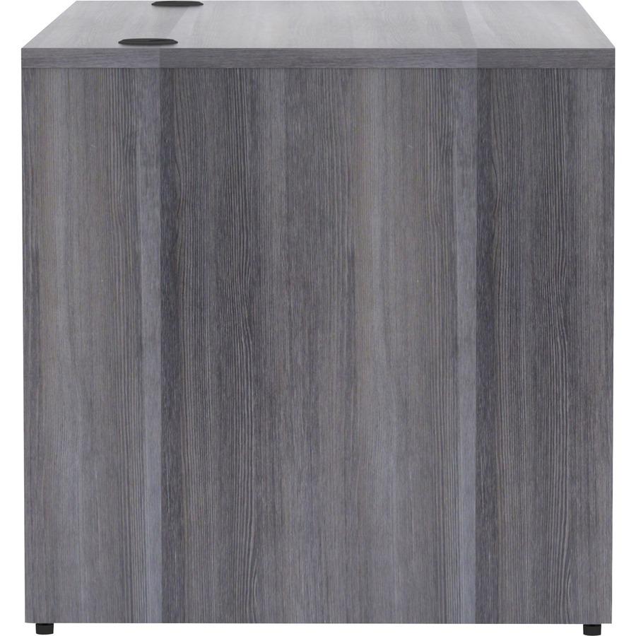 Lorell Essentials Series Rectangular Desk Shell - 29.5" Height x 48" Width x 30" Depth, 1" Thickness Top - Laminate, Weathered Charcoal Table Top - Grommet, Durable, Modesty Panel, Adjustable Floor Gu. Picture 6