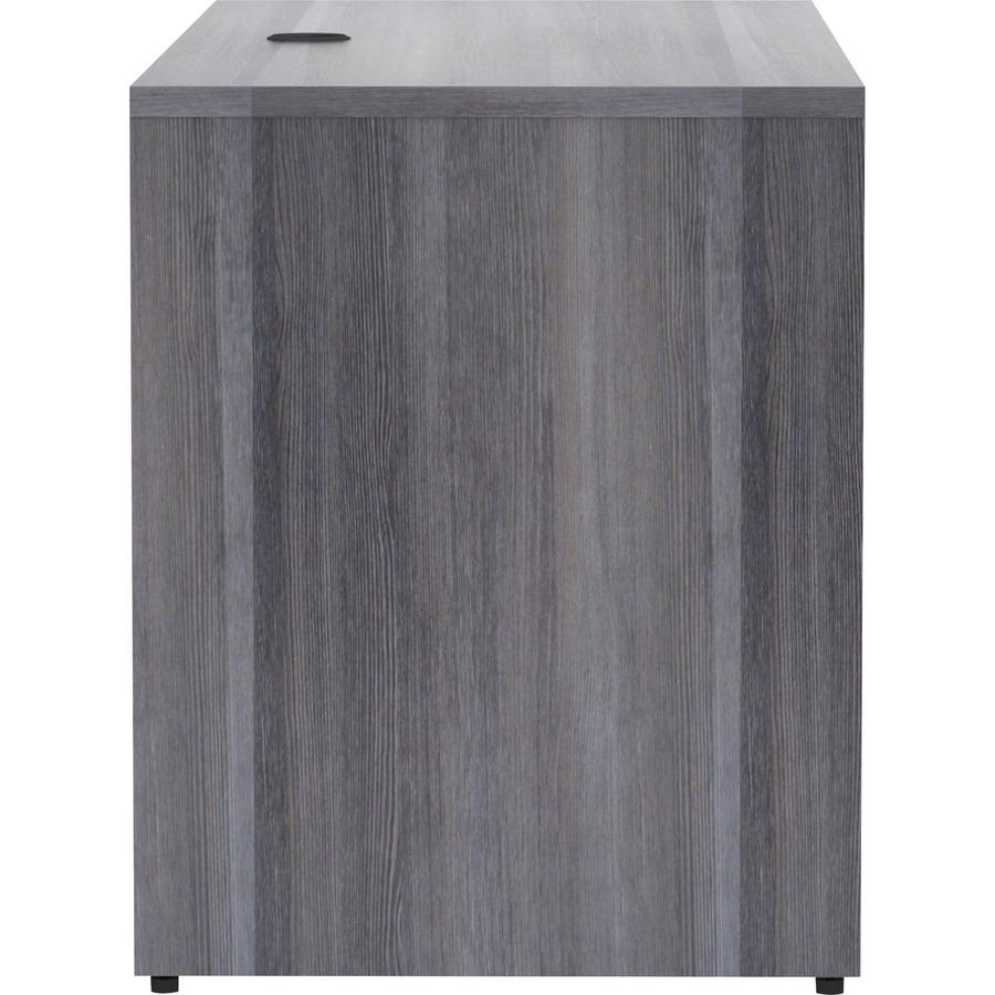 Lorell Essentials Series Credenza Shell - 29.5" Height x 60" Width x 24" Depth, 1" Thickness Top - Laminate, Weathered Charcoal Table Top - Modesty Panel, Grommet, Durable, Adjustable Floor Guide - 1 . Picture 6