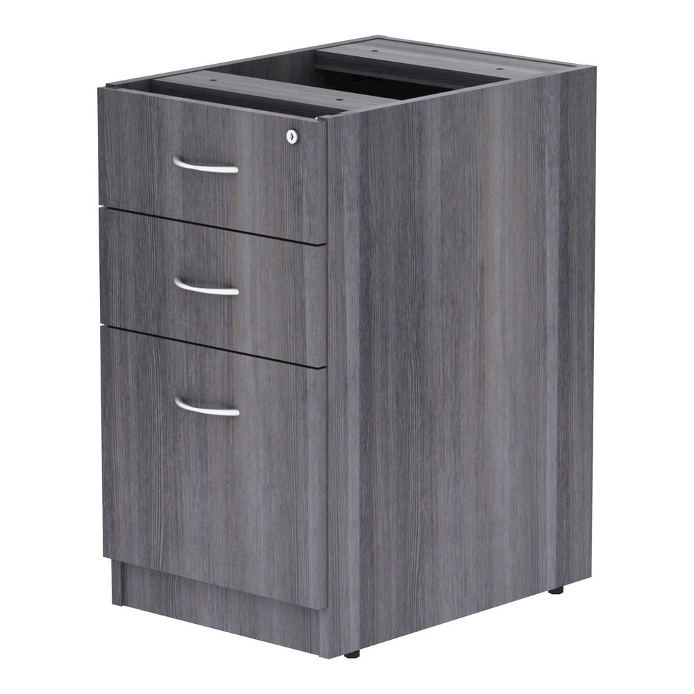 Lorell Essentials Series Box/Box/File Fixed File Cabinet - 28.3" Height x 16" Width x 22" Depth - Finish: Laminate, Weathered Charcoal - File Drawer, Adjustable Floor Guide, Built-in Hangrail - For Fi. Picture 4