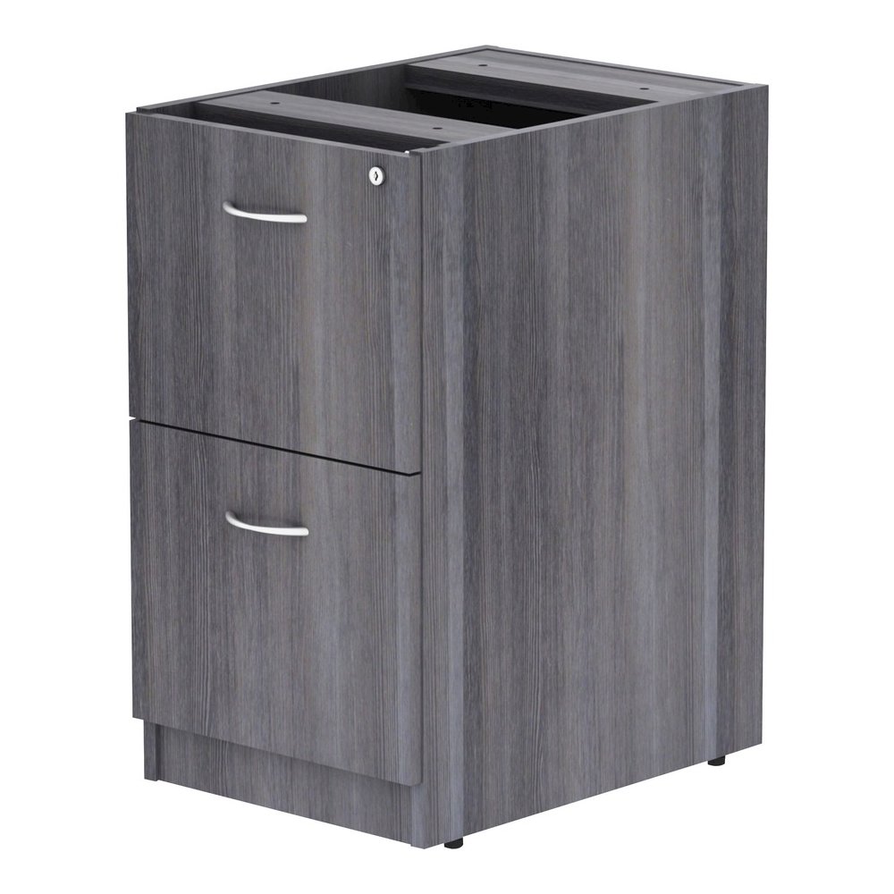 Lorell Essentials Series File/File Fixed File Cabinet - 28.3" Height x 16" Width x 22" Depth - Total Drawer(s): 2 - Finish: Laminate, Weathered Charcoal - File Drawer, Adjustable Floor Guide, Heavy Du. Picture 4