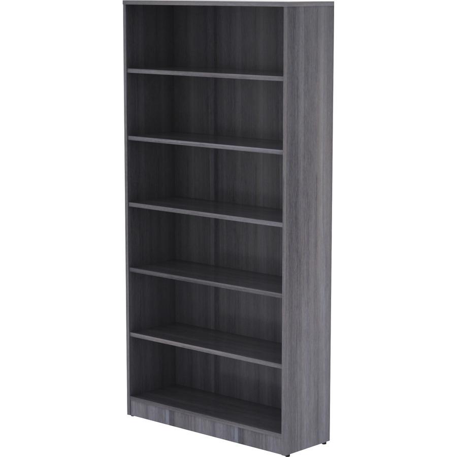 Lorell Laminate Bookcase - 6 Shelf(ves) - 72" Height x 36" Width x 12" Depth - Sturdy, Adjustable Shelf, Square Corner, Adjustable Feet - Weathered Charcoal - Thermally Fused Laminate - 1 Each. Picture 5