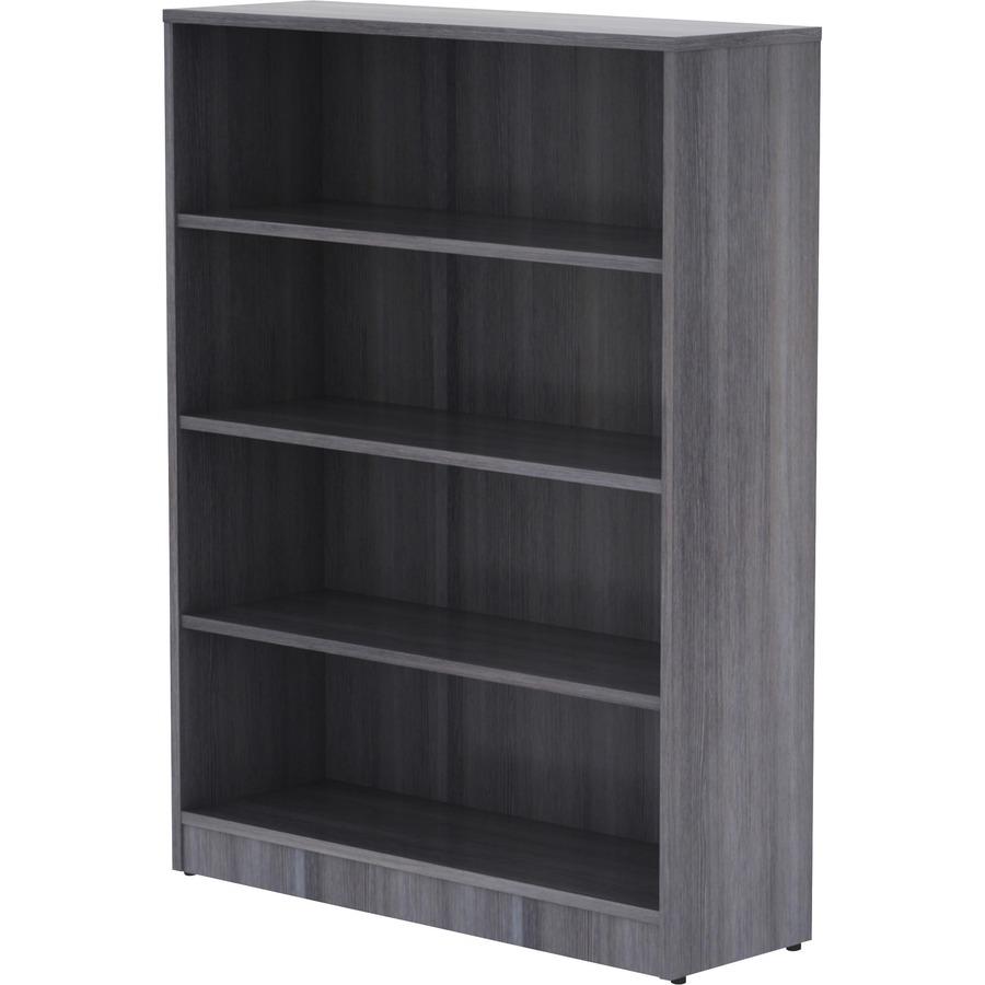 Lorell Laminate Bookcase - 4 Shelf(ves) - 48" Height x 36" Width x 12" Depth - Sturdy, Adjustable Shelf, Square Corner, Adjustable Feet - Weathered Charcoal - Thermally Fused Laminate - 1 Each. Picture 5