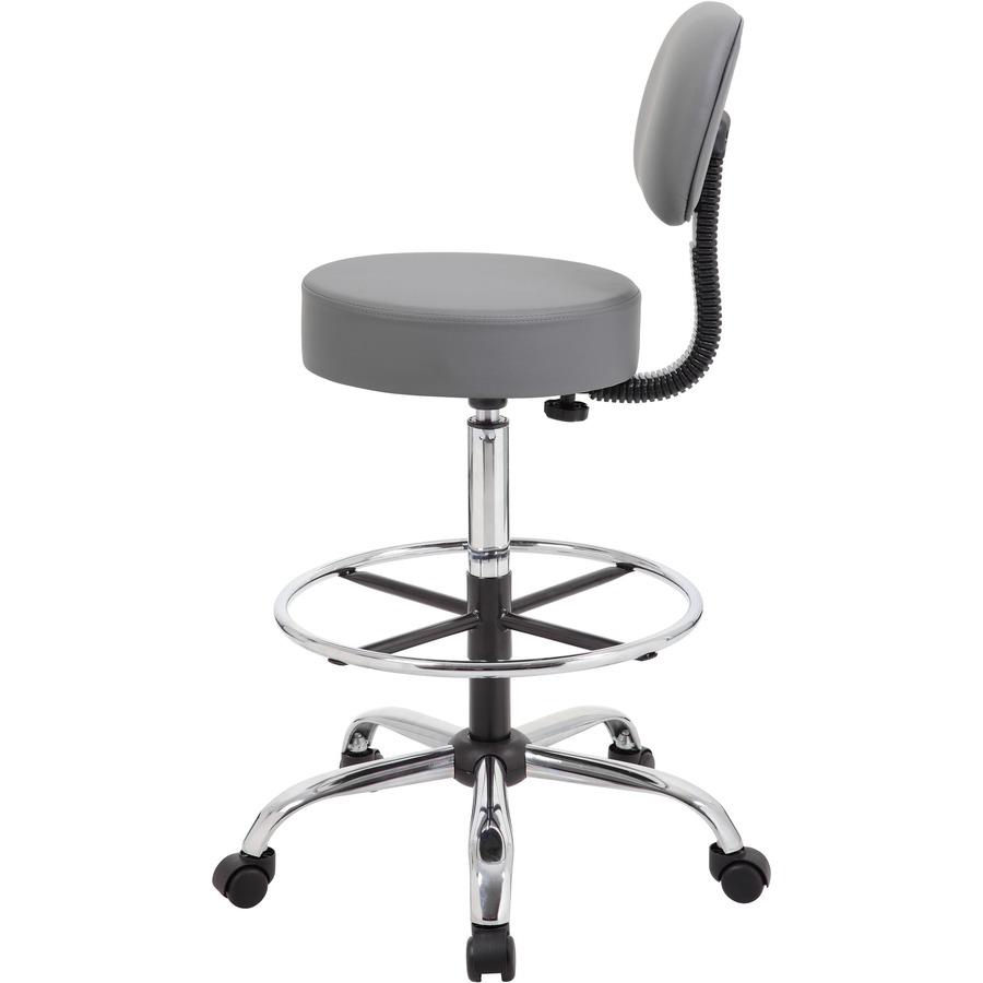 Boss B16245-GY Drafting Stool - Gray Vinyl, Foam Seat - Gray Vinyl, Plush Back - 5-star Base - 1 Each. Picture 5