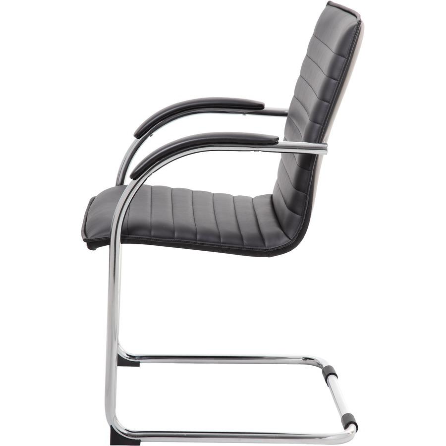 Boss Chrome Frame Vinyl Side Chairs - Black Vinyl Seat - Black Vinyl Back - Chrome Polywood Frame - Mid Back - Cantilever Base - 2 / Pack. Picture 6