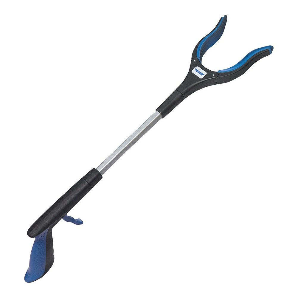 Ettore Grip 'n Grab Multipurpose Pickup Tool - 16" Reach - Lightweight, Rust Proof, Articulating Head, Comfortable Handle - Aluminum, Plastic, Rubber - Blue - 6 / Carton. Picture 2