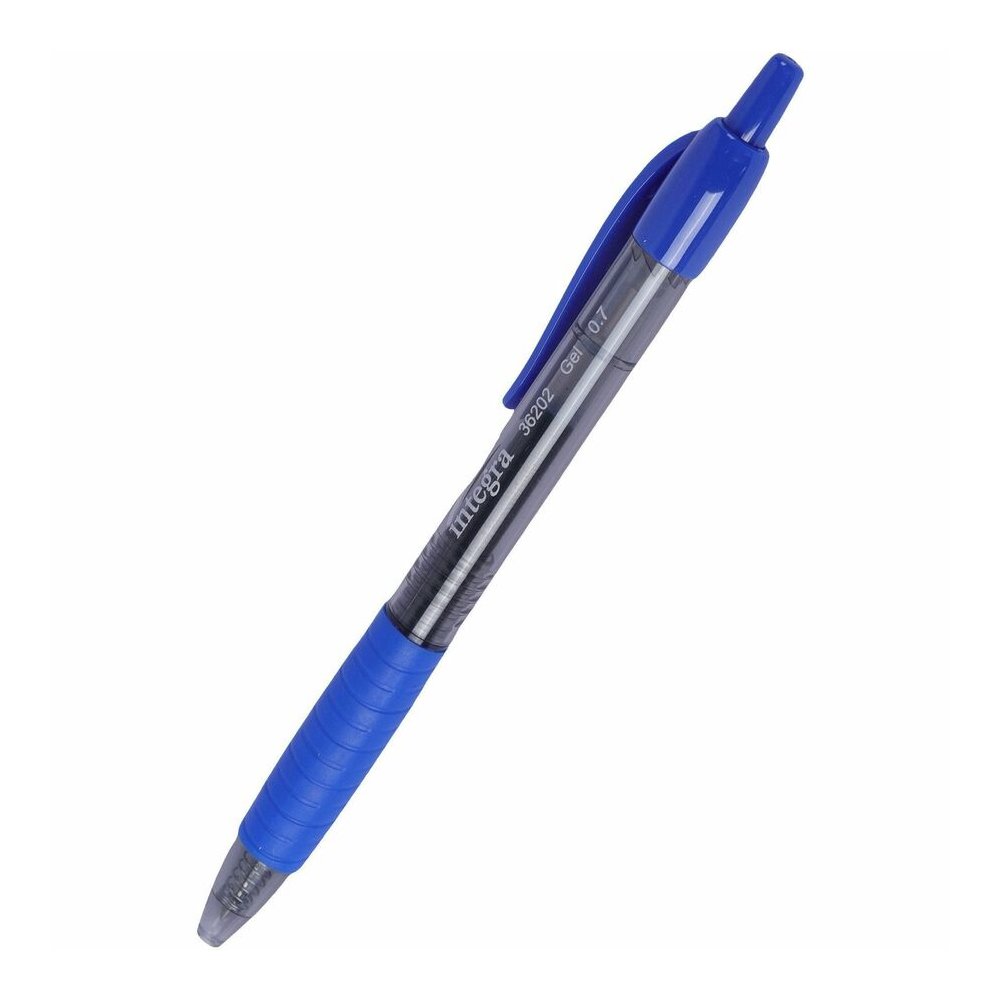 Integra Retractable 0.7mm Gel Pen - Retractable - Blue Ink - Gel-based - Blue Barrel - 1 Dozen. Picture 6