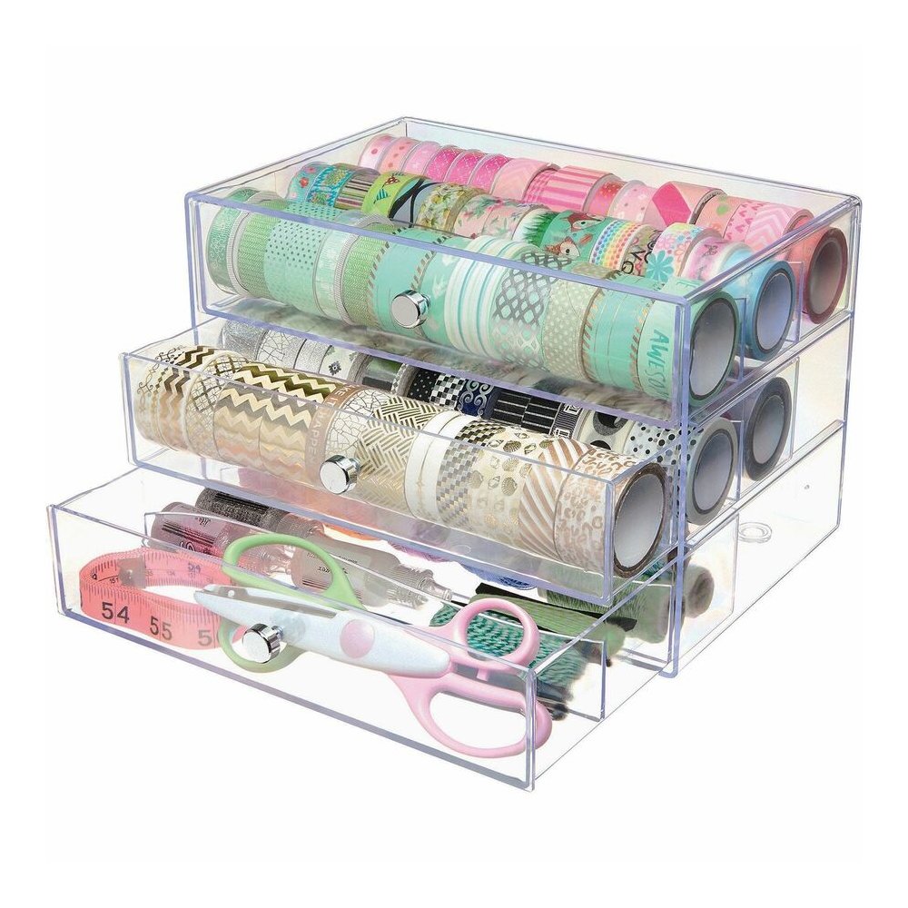 Deflecto 3-Drawer Storage Organizer - 3 Drawer(s) - 7" Height x 10" Width x 6.80" Depth - Clear - 1 Each. Picture 2