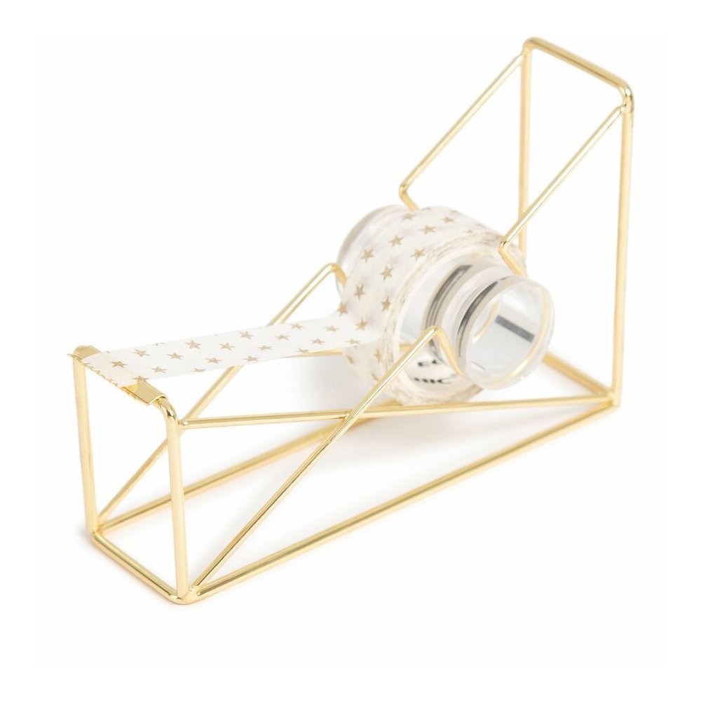U Brands Vena Tape Dispenser - 1" Core - Refillable - Easy to Use, Sturdy, Lightweight - Wire Metal - Gold - 1 Each. Picture 3
