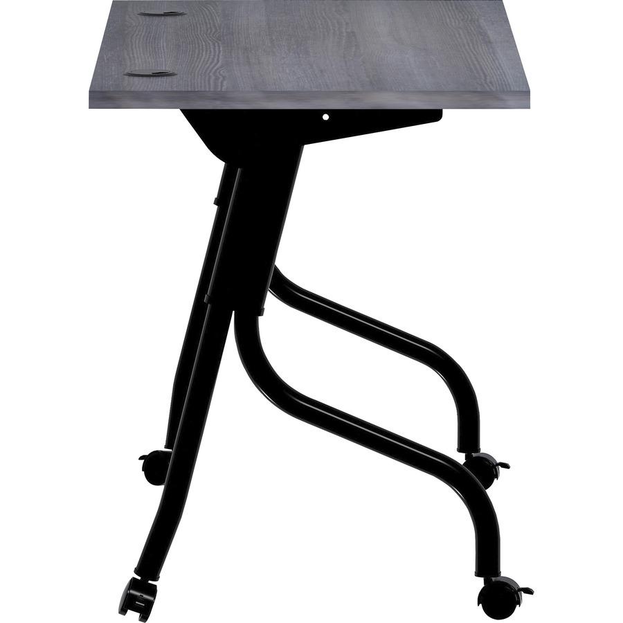Lorell Flip Top Training Table - Charcoal Rectangle, Melamine Top - Black Four Leg Base - 4 Legs x 48" Table Top Width x 23.60" Table Top Depth - 29.50" Height - Melamine - 1 Each. Picture 7