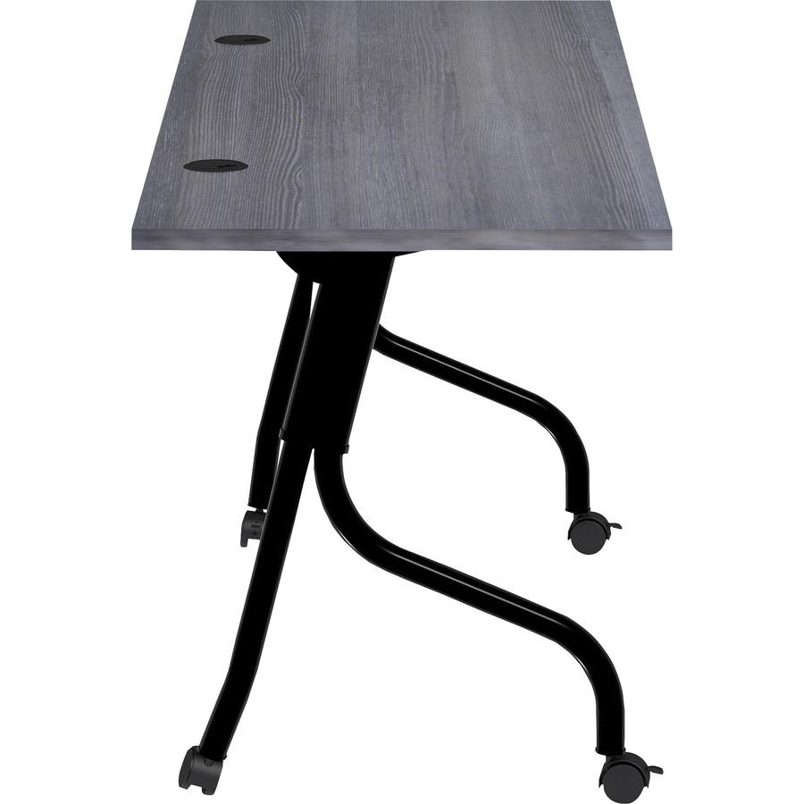Lorell Flip Top Training Table - Charcoal Rectangle, Melamine Top - Black Four Leg Base - 4 Legs x 72" Table Top Width x 23.60" Table Top Depth - 29.50" Height - Melamine - 1 Each. Picture 7