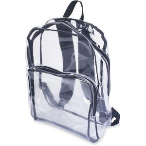 Tatco Carrying Case (Backpack) Notebook - Clear, Black - Vinyl Body - Shoulder Strap - 17.5" Height x 14.3" Width x 5.5" Depth - 1 Each. Picture 6