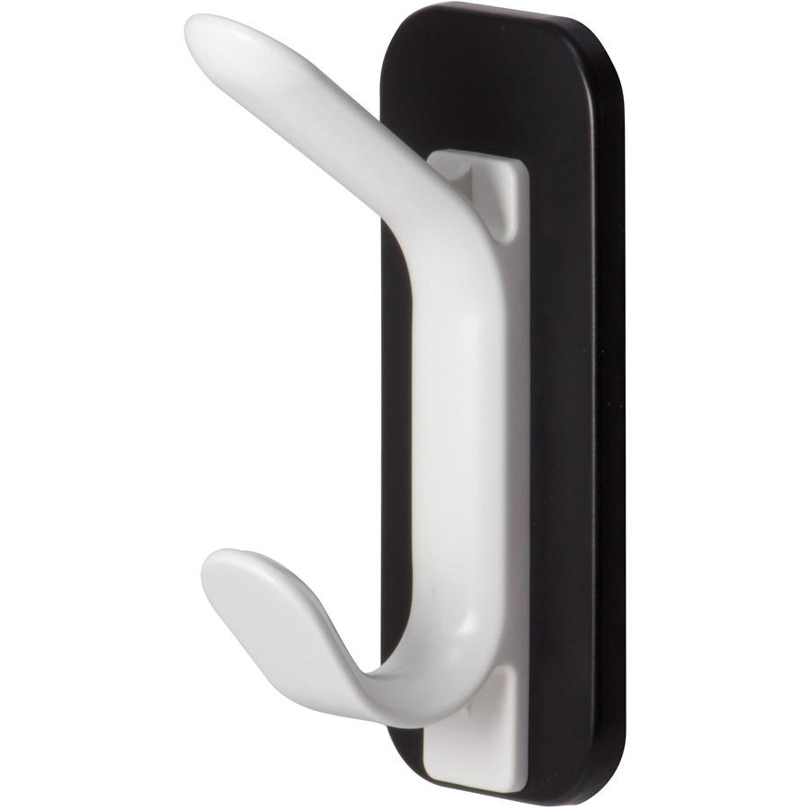 Lorell Magnetic Double Coat Hook - for Coat, Clothes - Plastic - White - 1 Each. Picture 4