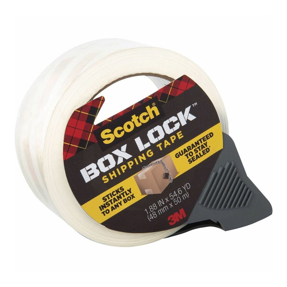 Scotch Box Lock Packaging Tape - 54.60 yd Length x 1.88" Width - Clear - Dispenser Included - 1 Roll. Picture 2