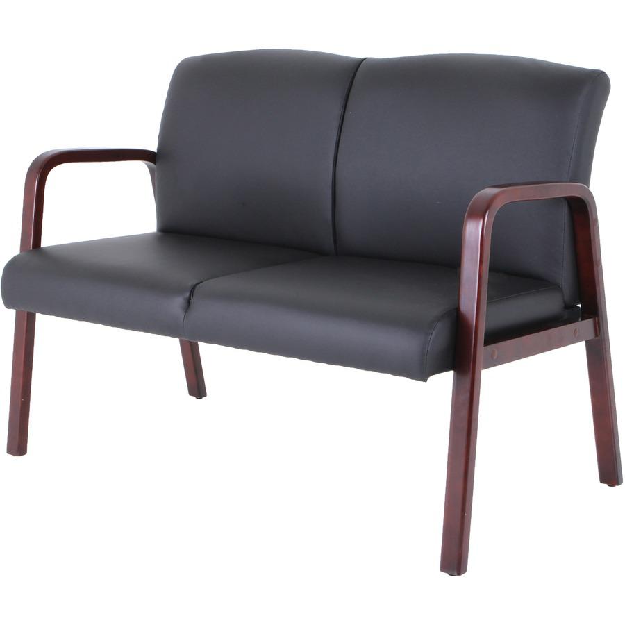 Lorell Upholstered Loveseat - Wood Frame - Black Mahogany - Bonded Leather - Armrest - 1 Each. Picture 6