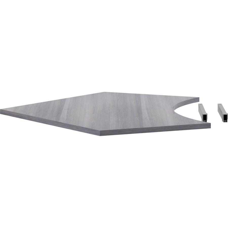 Lorell Relevance Series Curve Worksurface for 120 Workstations - Weathered Charcoal Laminate Rectangle Top - Contemporary Style - 47.25" Table Top Length x 34.13" Table Top Width x 1" Table Top Thickn. Picture 7