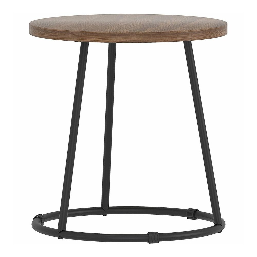 Lorell Accession End Table - Round Top - Powder Coated Four Leg Base - 4 Legs - 200 lb Capacity - 1" Table Top Thickness x 19" Table Top Diameter - 19.75" Height - Assembly Required - Walnut - Laminat. Picture 5