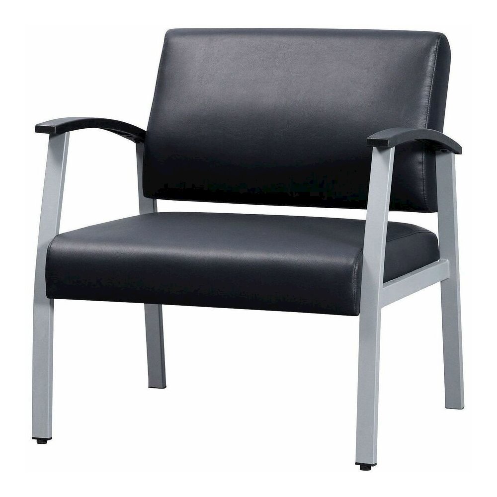 Lorell Healthcare Reception Big & Tall Antimicrobial Guest Chair - Vinyl Seat Material - Vinyl Back Material - Powder Coated Silver Frame Color - Steel Frame Material - Four-legged Base - Black, Silve. Picture 6