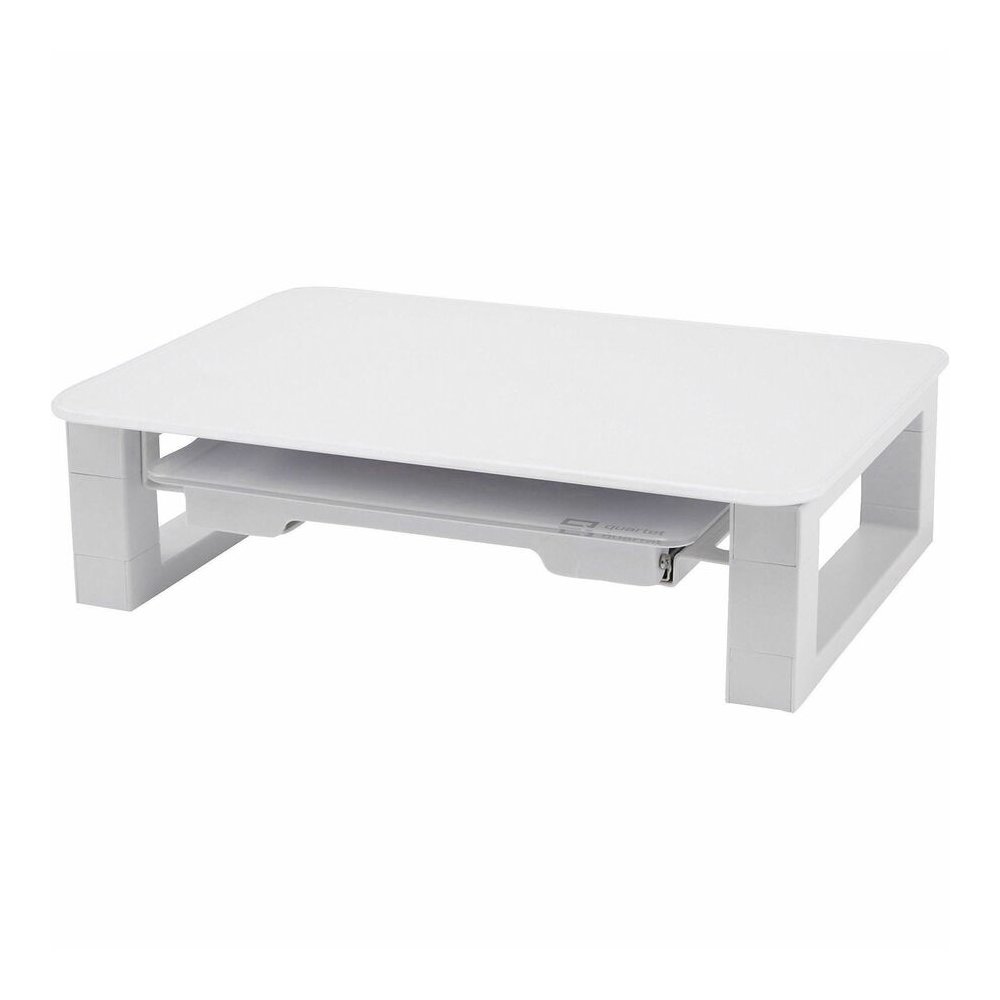 Quartet Monitor Riser with Glass Dry-Erase Board Desktop - 100 lb Load Capacity - 5" Height x 10" Width - Desktop - White - For Notebook, Monitor - Adjustable Leg, Non-skid, Sturdy, Accessory Tray. Picture 6
