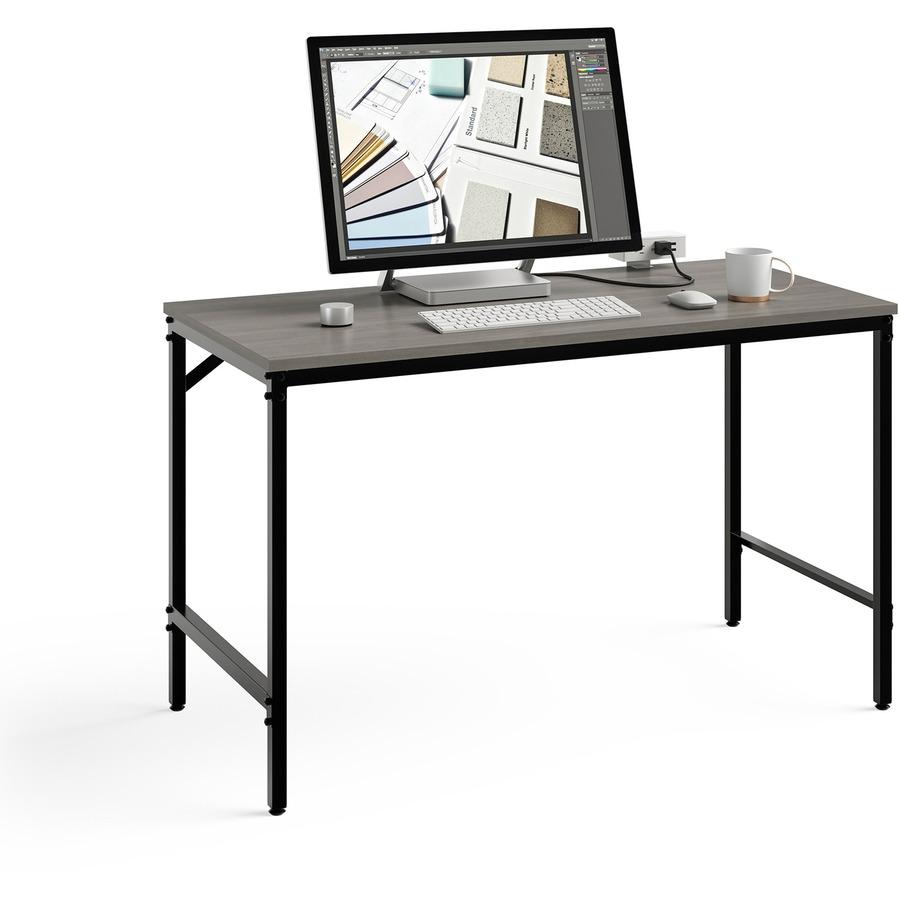 Safco Simple Study Desk - Neowalnut Rectangle, Laminated Top - Black Powder Coat Four Leg Base - 4 Legs x 45.50" Table Top Width x 23.50" Table Top Depth x 0.75" Table Top Thickness - 29.50" Height - . Picture 2