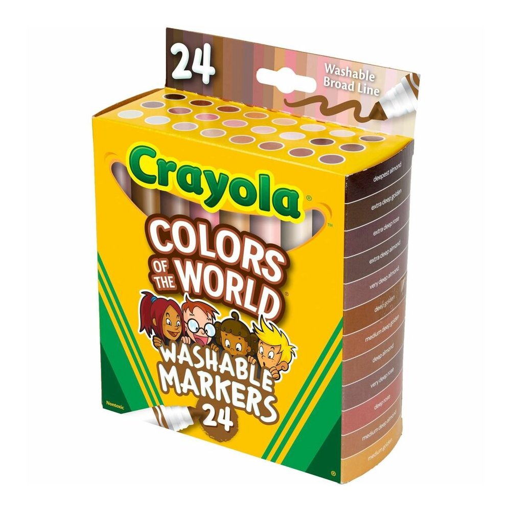 Crayola Colors Of The World Marker - Washable - Deepest Almond, Medium Golden, Light Rose Ink - 24 / Pack. Picture 3