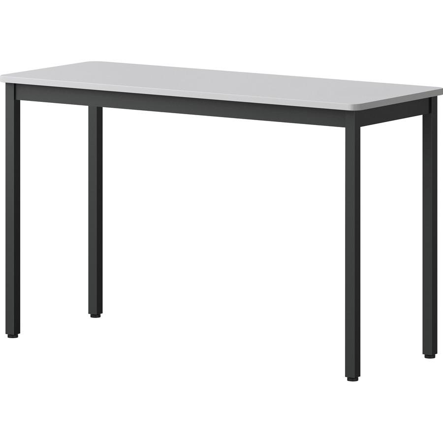 Lorell Utility Table - Gray Rectangle, Laminated Top - Powder Coated Black Base - 500 lb Capacity - 47.25" Table Top Width x 18.13" Table Top Depth - 30" Height - Assembly Required - Melamine Top Mate. Picture 8