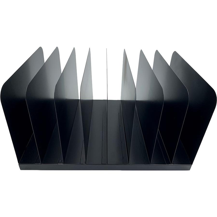 Huron Vertical Desk Organizer - 8 Compartment(s) - Vertical - 7.75" Height x 11" Width x 15" Depth - Durable - Black - Steel - 1 Each. Picture 5