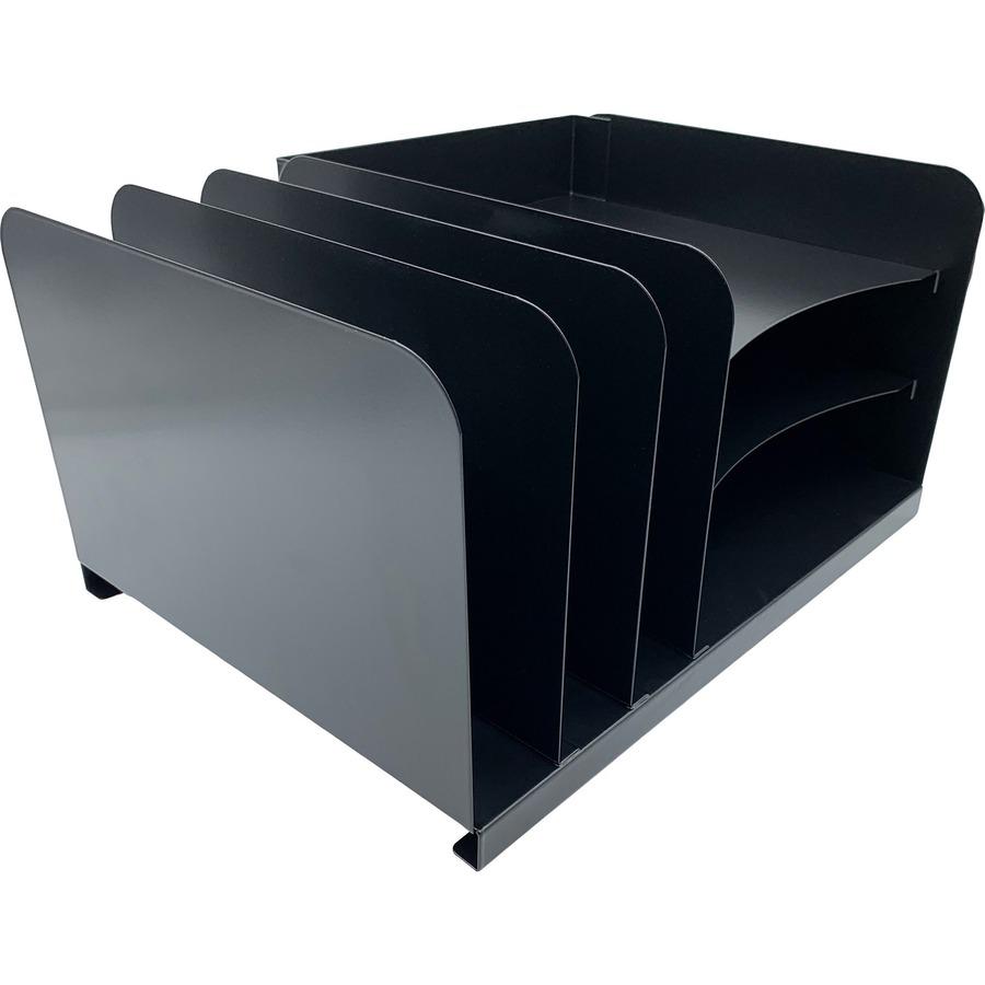 Huron Combo Slots Desk Organizer - 6 Compartment(s) - Horizontal/Vertical - 8" Height x 15" Width x 11" Depth - Durable - Black - Steel - 1 Each. Picture 6