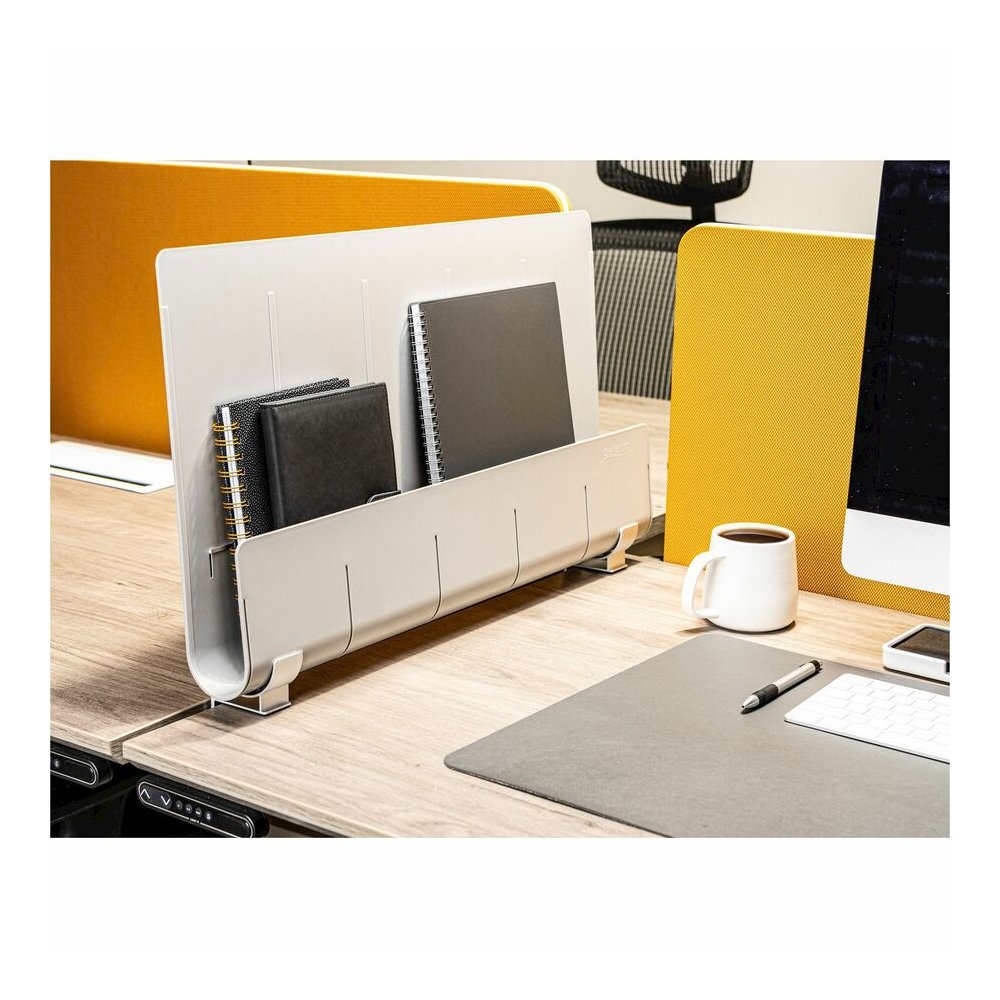 Deflecto Standing Desk Privacy Panel Organizer - 16.35" Height x 24" Width x 2.70" Depth - Gray - Acrylonitrile Butadiene Styrene (ABS) - 1 Each. Picture 7