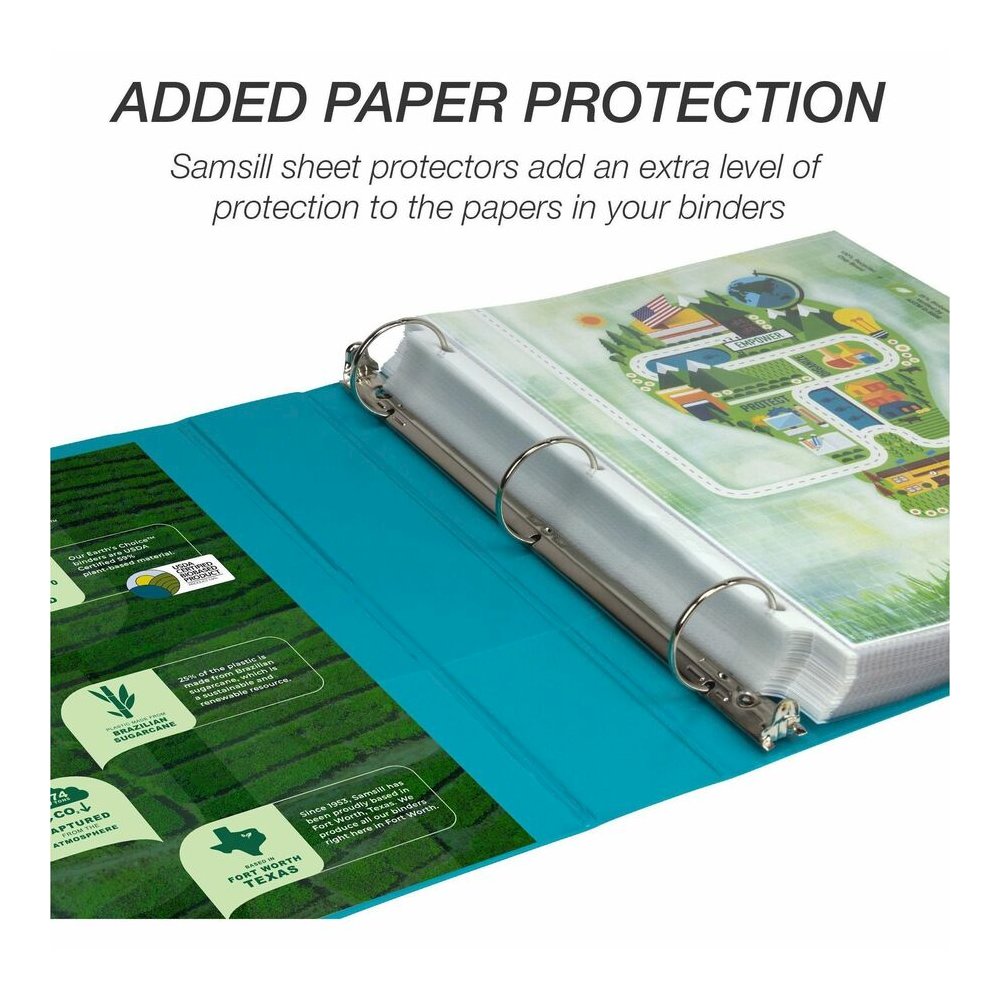 Samsill Earthchoice Durable View Binder - 1 1/2" Binder Capacity - Letter - 8 1/2" x 11" Sheet Size - 325 Sheet Capacity - 3 x 1.50" Ring - Fastener: Round Ring - Pocket: 2, Internal - Chipboard - Ass. Picture 2