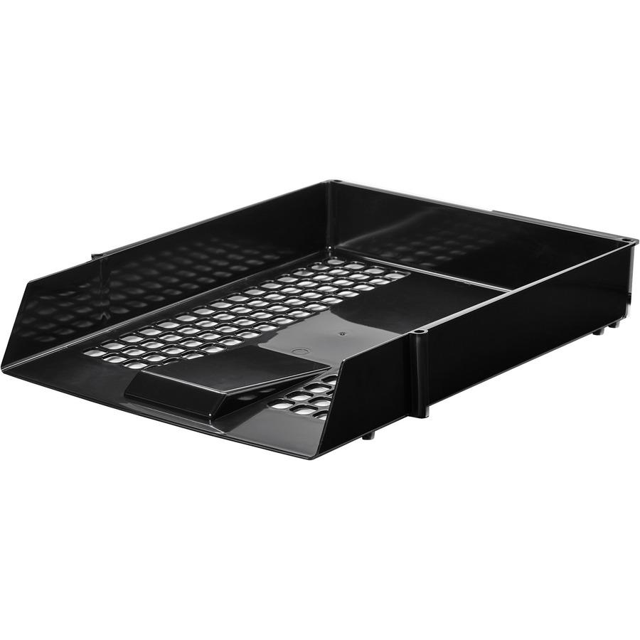 Deflecto AntiMicrobial Industrial Front-Load Tray - 2.40" Height x 10.83" Width x 13.78" Depth - Desktop - Antimicrobial, Lightweight, Mildew Resistant, Front Loading - Black - Polystyrene - 1 Each. Picture 6