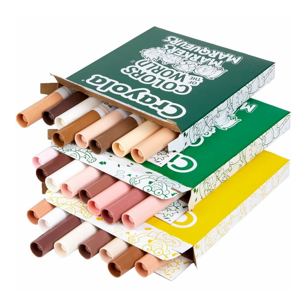 Crayola Multicultural Colors Washable Markers - Washable - Assorted, Almond, Gold, Rose Ink - 240 / Box. Picture 7