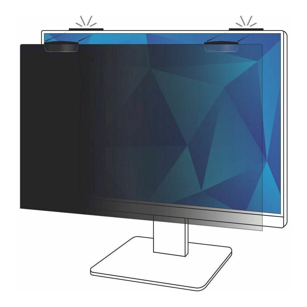 3M Privacy Screen Filter Black - For 27" Widescreen LCD Monitor - 16:9 - Scratch Resistant, Fingerprint Resistant - Anti-glare - 1 Each. Picture 3