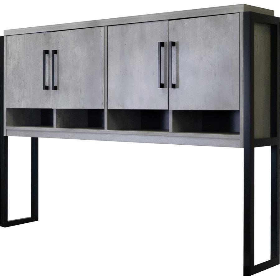 Mason Modern Wood Laminate Hutch With Wood Doors,Concrete Gray. Picture 3