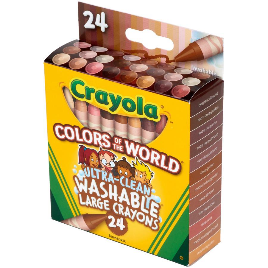 Crayola Ultra-Clean Washabe Large Crayons - Assorted, Almond, Rose, Gold - 24 / Pack. Picture 3