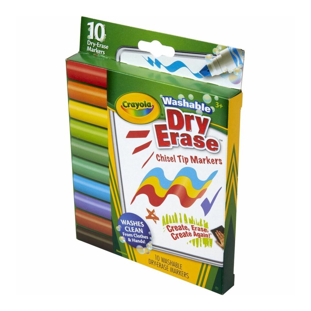 Crayola Washable Dura-Wedge Tip Dry-Erase Markers - Erasable - Washable - 10 / Pack. Picture 5