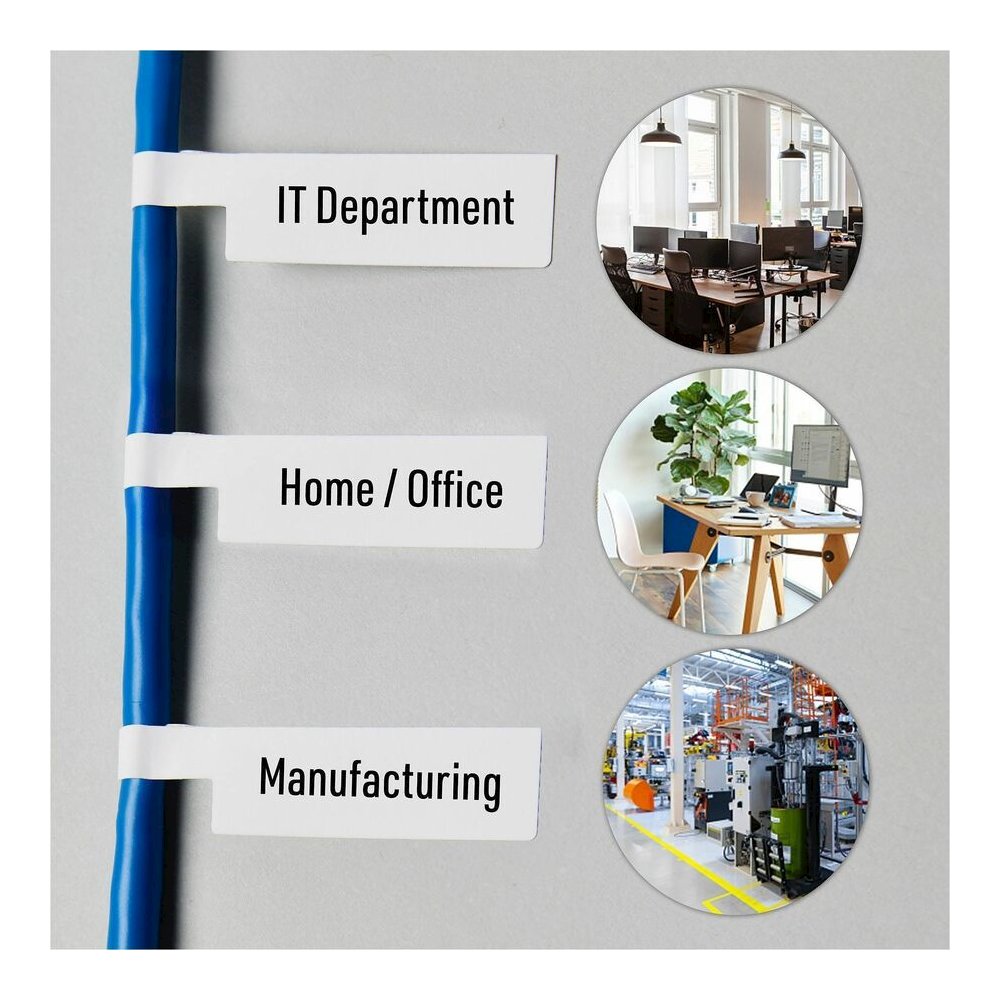 Avery&reg; Cable Labels, P-Style, 1.02" x 3.3" , 300 Total (61540) - Waterproof - 1 1/64" Width x 3 19/64" Length - Permanent Adhesive - P-shaped - Laser, Inkjet - White - Film - 30 / Sheet - 10 Total. Picture 5