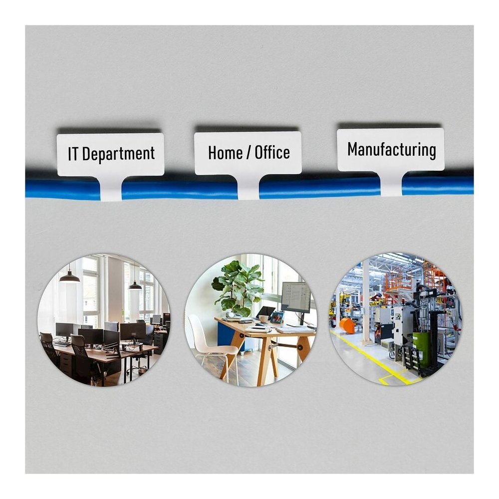 Avery&reg; Cable Labels, T-Style, 1.25" x 2" , 300 Total (61539) - Waterproof - 1 1/4" Width x 2" Length - Permanent Adhesive - T-shaped - Inkjet, Laser - White - Film - 30 / Sheet - 10 Total Sheets -. Picture 5