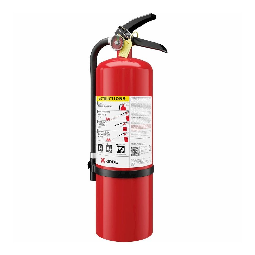 Kidde Pro 10 MP-1 Fire Extinguisher - 10 lb Capacity - A: Common Combustibles, B: Flammable Liquids, C: Live Electrical Equipment - Rechargeable, Safety Pin - Red. Picture 2