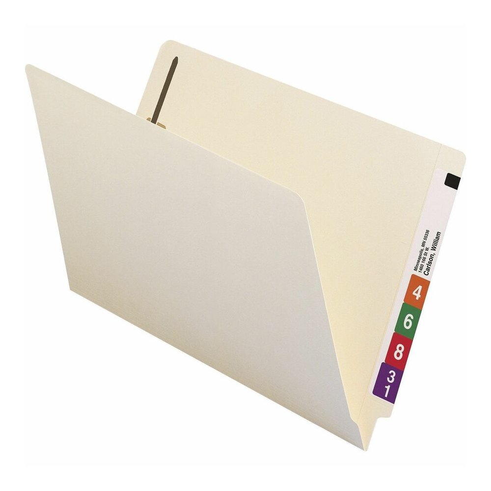 Smead Straight Tab Cut Legal Recycled Fastener Folder - 8 1/2" x 14" - 3/4" Expansion - 2 x 2B Fastener - 2" for Folder - End Tab Location - 11 pt. - 2 Plys - Manila - Embossed - 10% Recycled - 50 / B. Picture 4