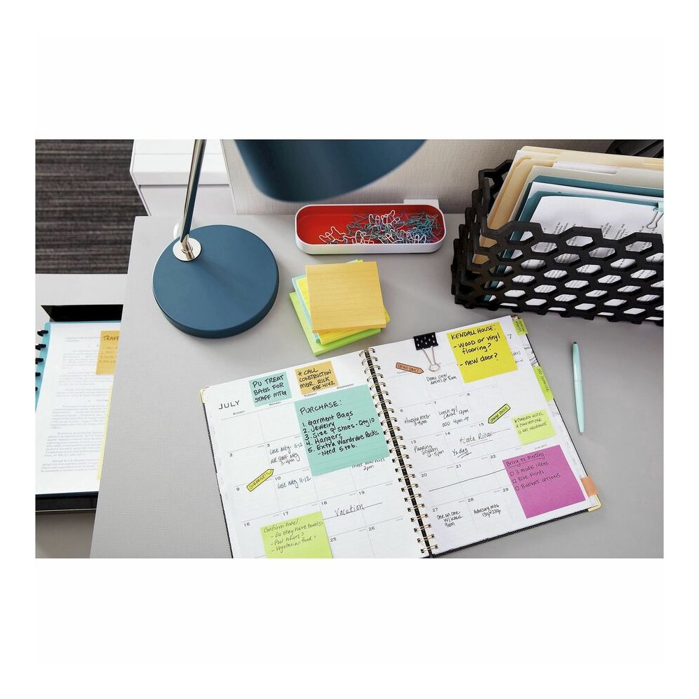 Post-it&reg; Notes - Floral Fantasy Color Collection - 1400 - 3" Flag/Note Width x 3" Flag/Note Length - Square - 100 Sheets per Pad - Unruled - Limeade, Citron, Iris Infusion, Positively Pink, Blue P. Picture 5