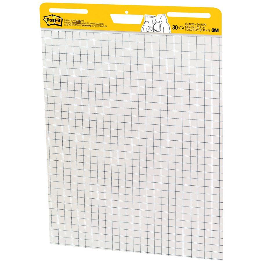 Post-it&reg; Self-Stick Easel Pad Value Pack - 30 Sheets - Stapled - Feint - Blue Margin - 18.50 lb Basis Weight - 25" x 30" - White Paper - Self-adhesive, Repositionable, Resist Bleed-through, Remova. Picture 4