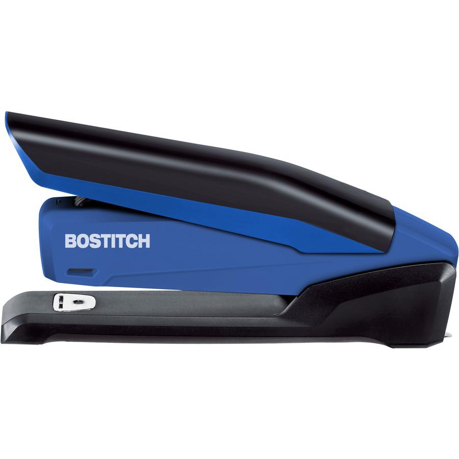 Bostitch InPower Spring-Powered Antimicrobial Desktop Stapler - Staples Upto 20 Sheet - Holds Upto 210 Staple - Full Strip - 4.50" Throat Depth - Blue - Rubber - 1 Each. Picture 6
