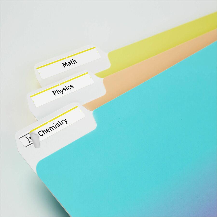 Avery&reg; TrueBlock File Folder Labels - 2/3" Width x 3 7/16" Length - Permanent Adhesive - Rectangle - Inkjet, Laser - Matte - Yellow - Paper - 30 / Sheet - 50 Total Sheets - 1500 Total Label(s) - 1. Picture 6