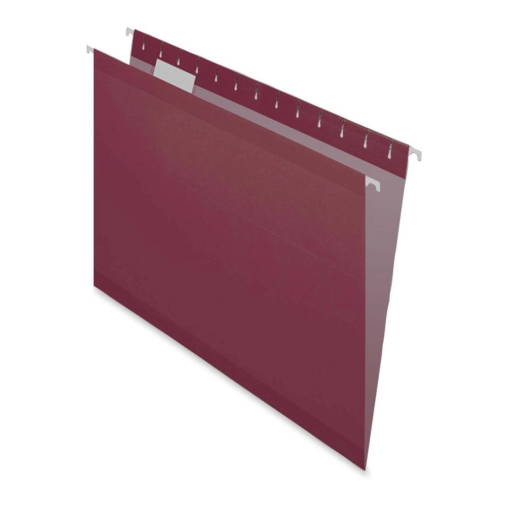 Pendaflex 1/5 Tab Cut Letter Hanging Folder - 8 1/2" x 11" - Burgundy - Reinforced - 25 / Box. Picture 2