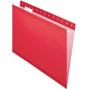 Pendaflex 1/5 Tab Cut Letter Recycled Hanging Folder - 8 1/2" x 11" - Red - Reinforced - 10% Recycled - 25 / Box. Picture 3