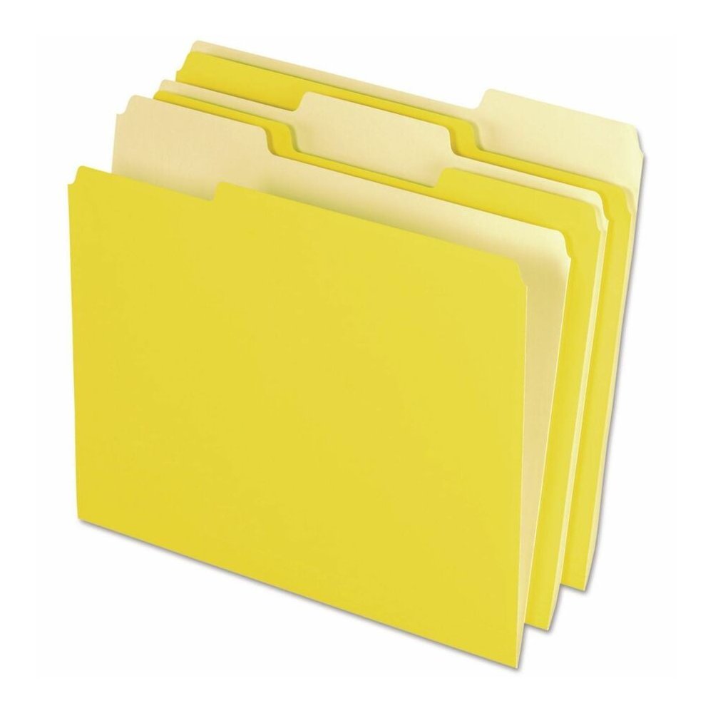Pendaflex 1/3 Tab Cut Letter Top Tab File Folder - 8 1/2" x 11" - Yellow - 100 / Box. Picture 3